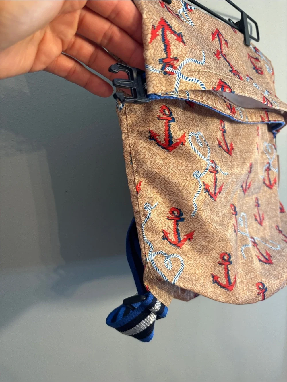 Vera Bradley Ahoy Beachsack anchor Print Roll-Top Backpack - NEW